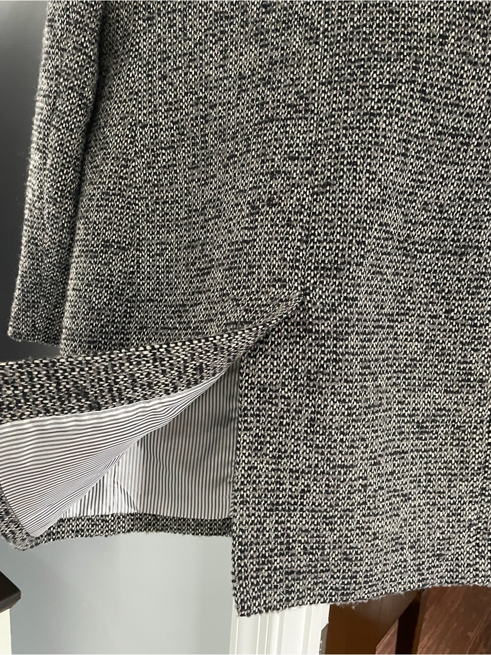 J. Crew tweed top coat size 4 gray black H1493 lined collared nwt - Picture 7 of 11